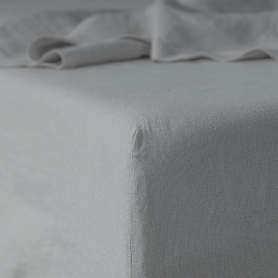 Grey 100% French Flax Linen Fitted Sheet