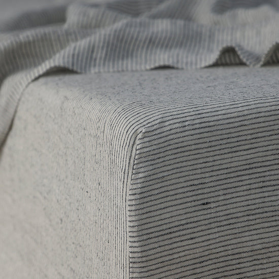 Pinstripe 100% French Flax Linen Fitted Sheet