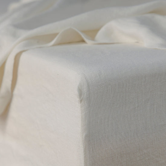 White Linen Fitted Sheet - 100% French Flax Linen