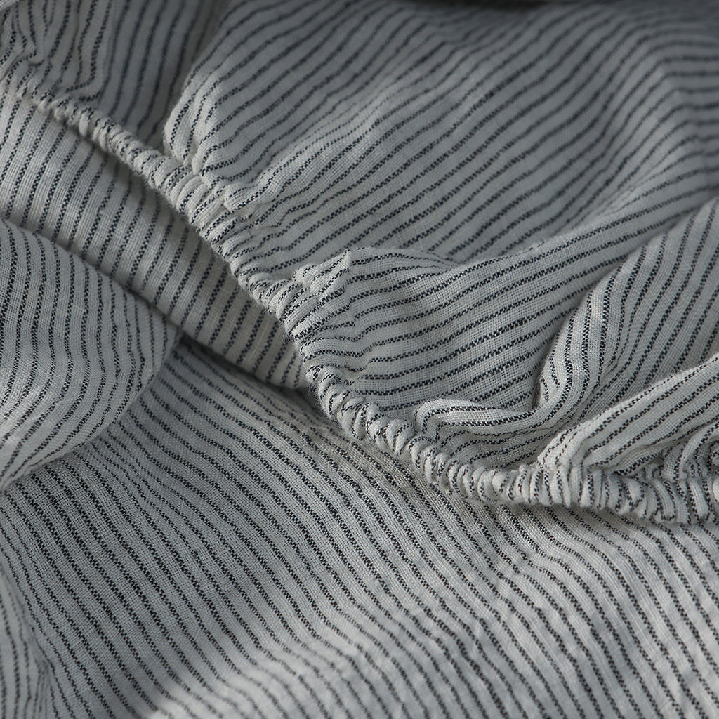 Pinstripe 100% French Flax Linen Fitted Sheet