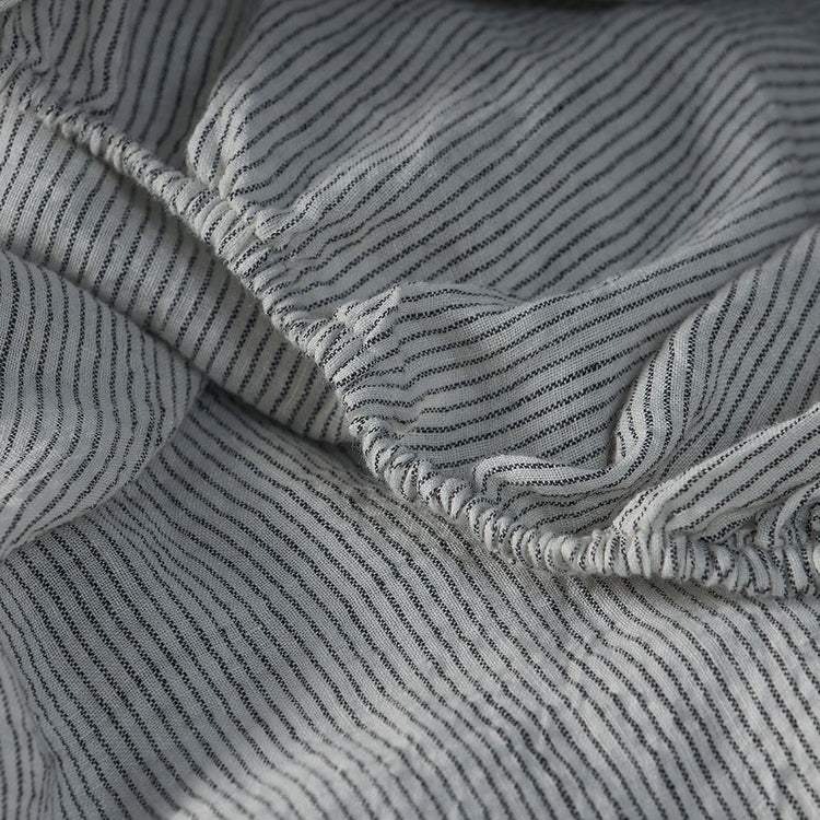 Pinstripe Linen Fitted Sheet - 100% French Flax Linen