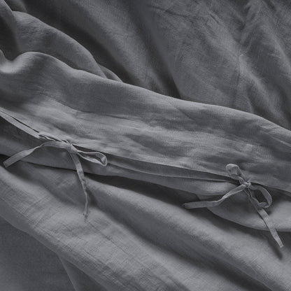 Charcoal Linen Duvet Set - 100% French Flax Linen