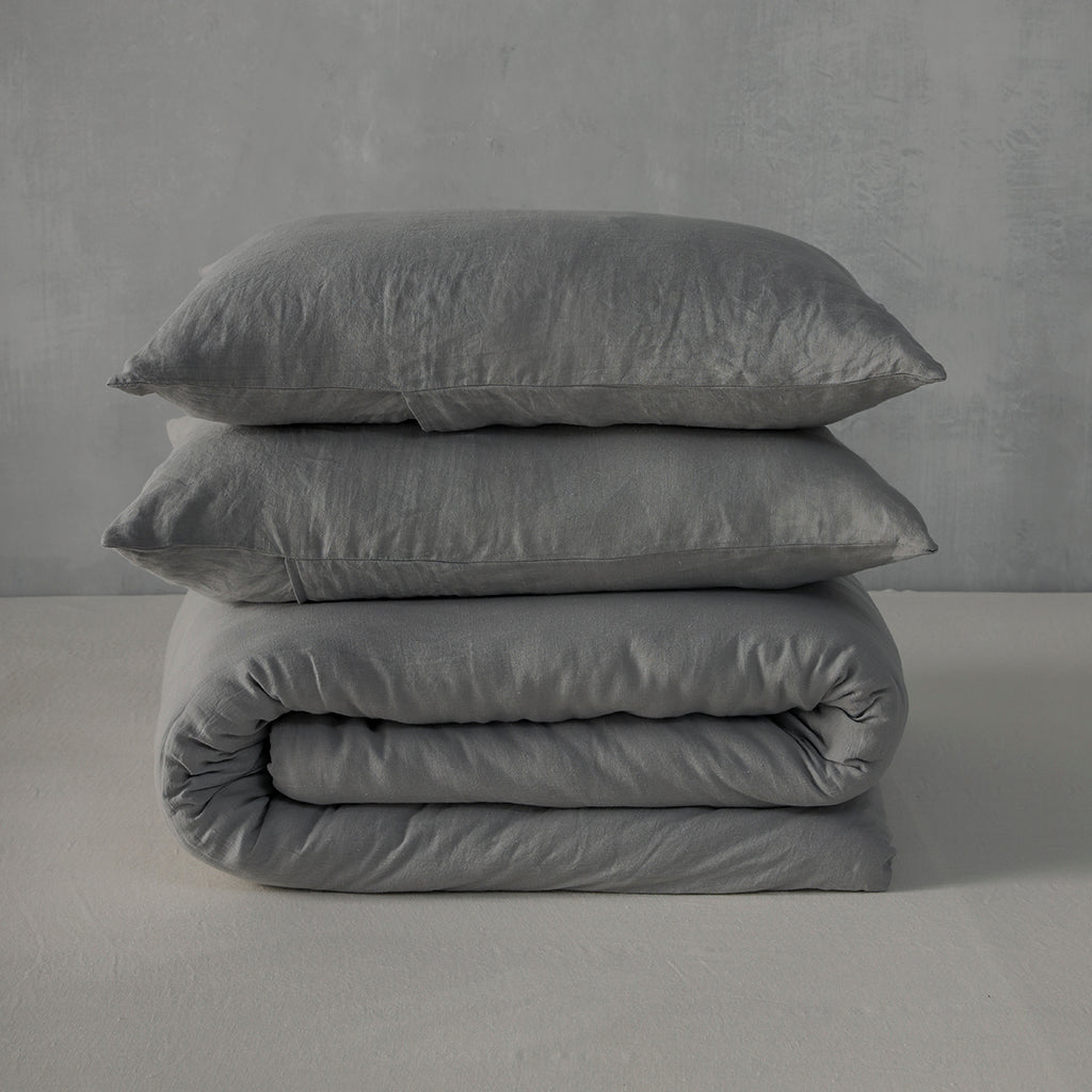 Charcoal Linen Duvet Set - 100% French Flax Linen