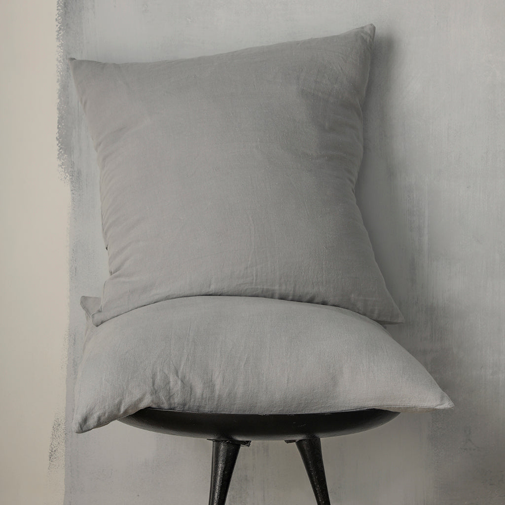 60cm x 60cm Charcoal Linen Euros - 100% French Flax Linen