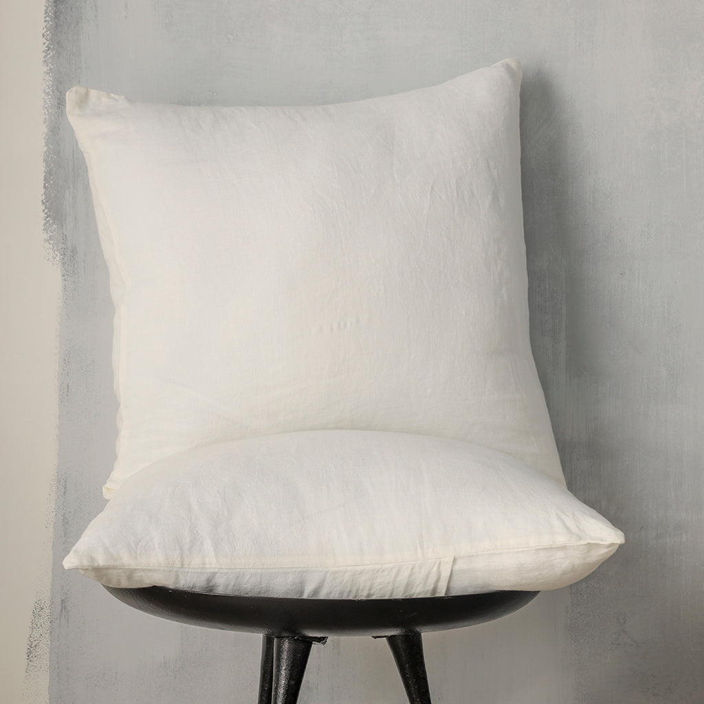 60cm x 60cm White Linen Euros - 100% French Flax Linen