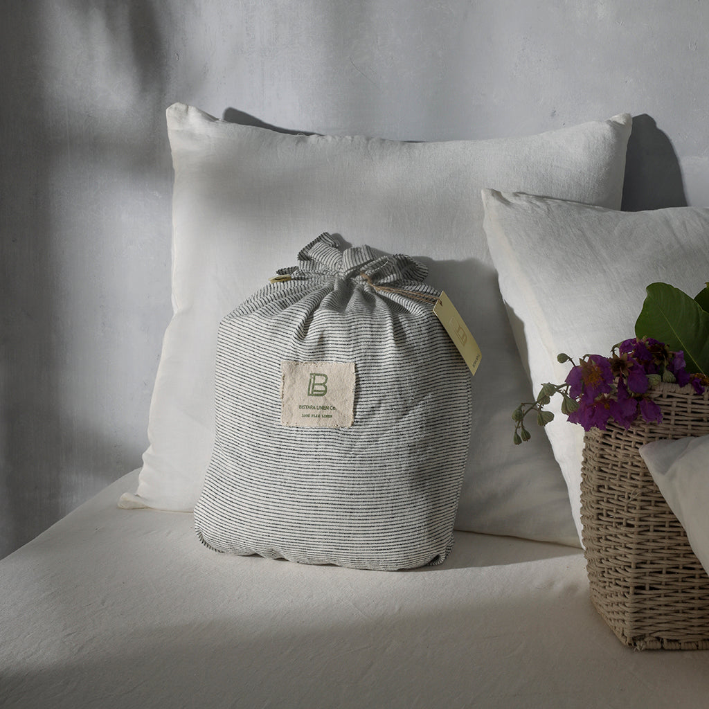 Pinstripe Linen Duvet Set - 100% French Flax Linen