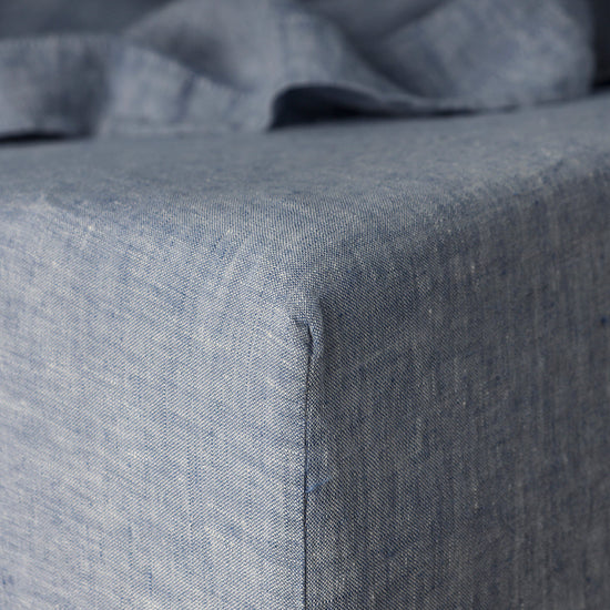 Chambray Linen Fitted Sheet - 100% French Flax Linen