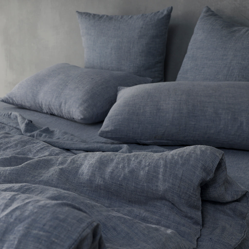 60cm x 60cm Chambray Linen Euros - 100% French Flax Linen