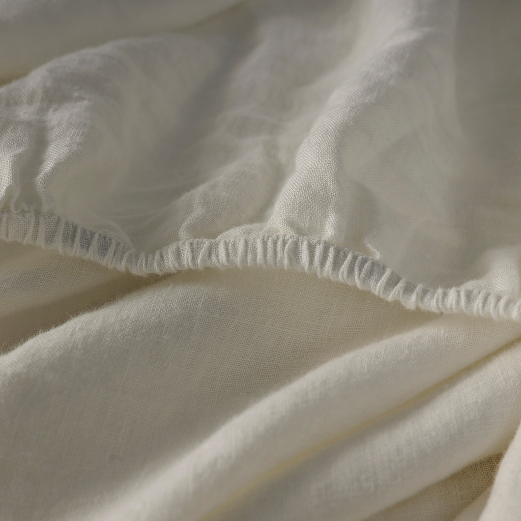 White Linen Fitted Sheet - 100% French Flax Linen