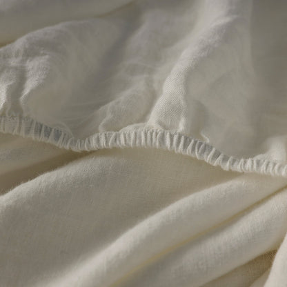 White Linen Fitted Sheet - 100% French Flax Linen