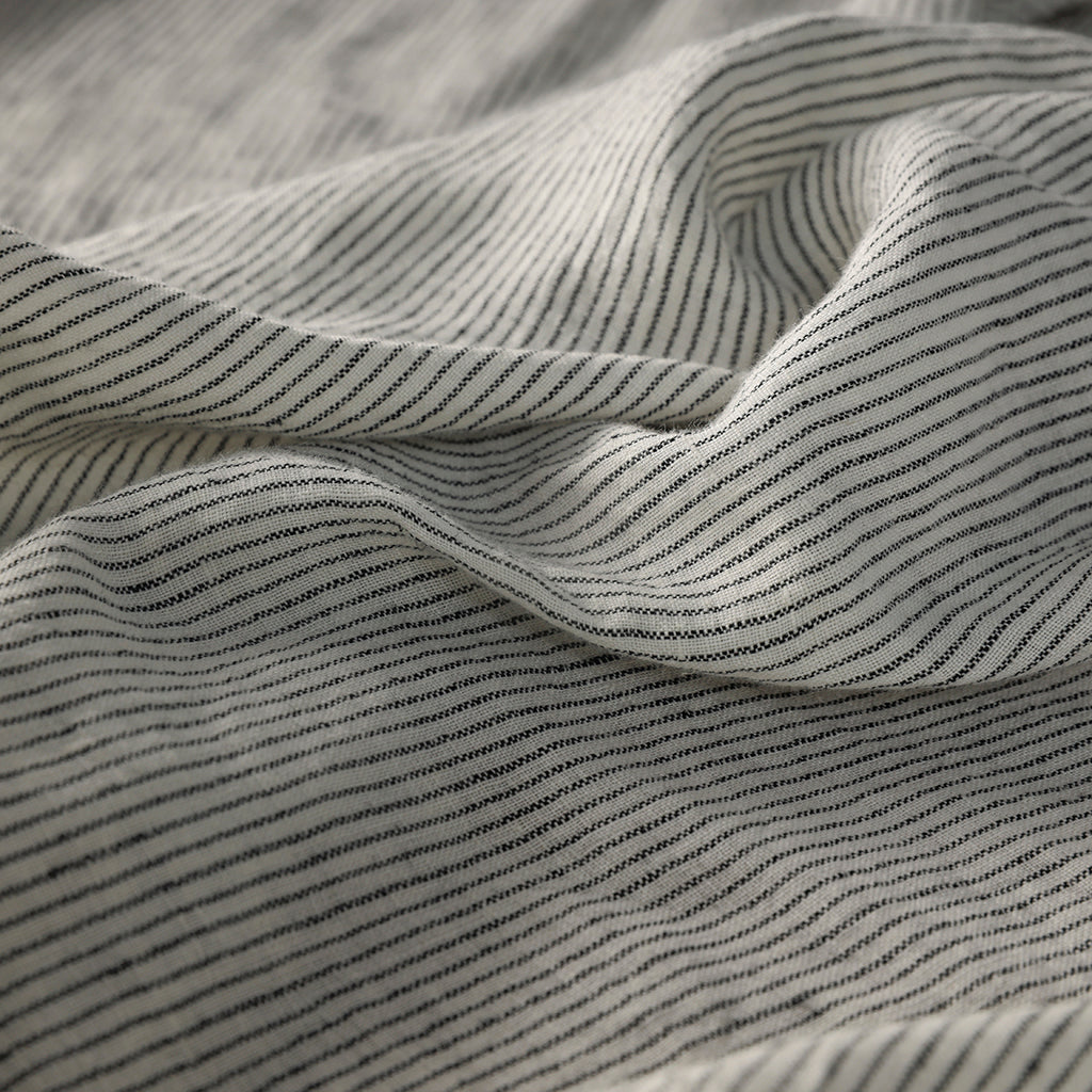 Pinstripe Linen Flat Sheet - 100% French Flax Linen