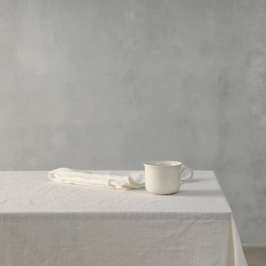 White - 100% French Flax Linen Tablecloth