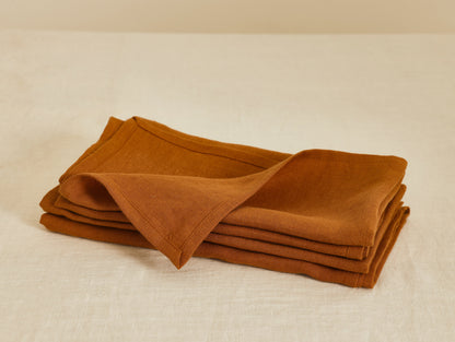 50 cm x 50cm Cinnamon - 100% French Flax Linen Napkins